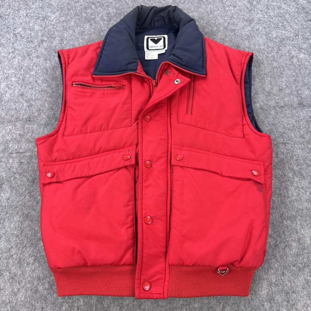 VINTAGE Obermeyer Vest Mens Small Red Rebel Puffer Insulated Zip Pockets 80s